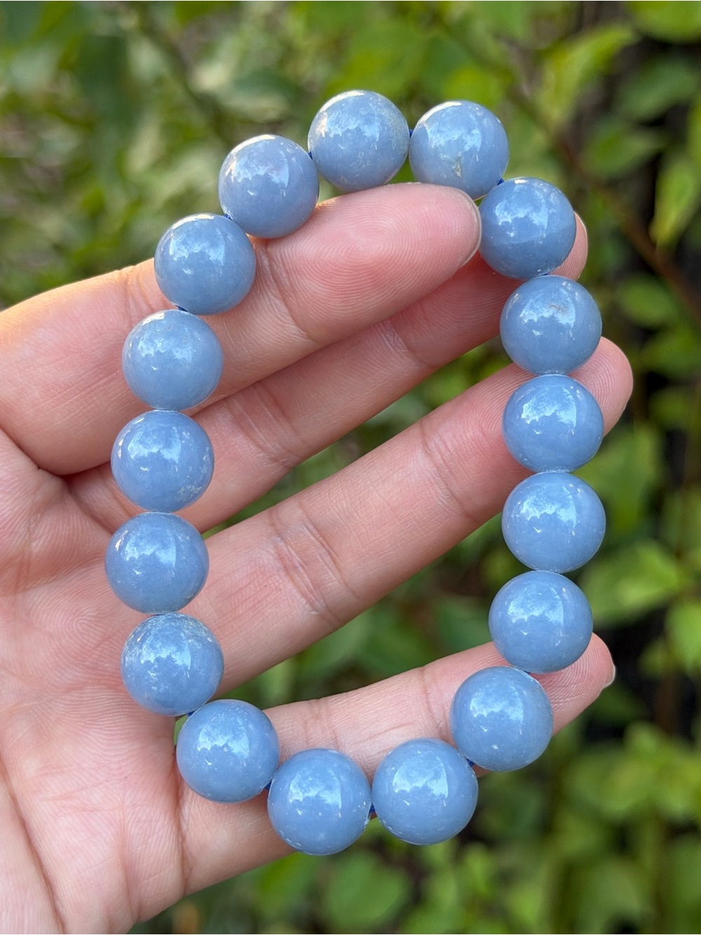 12mm stretchable blue angelite bracelet 1885 - Picture 5 of 9